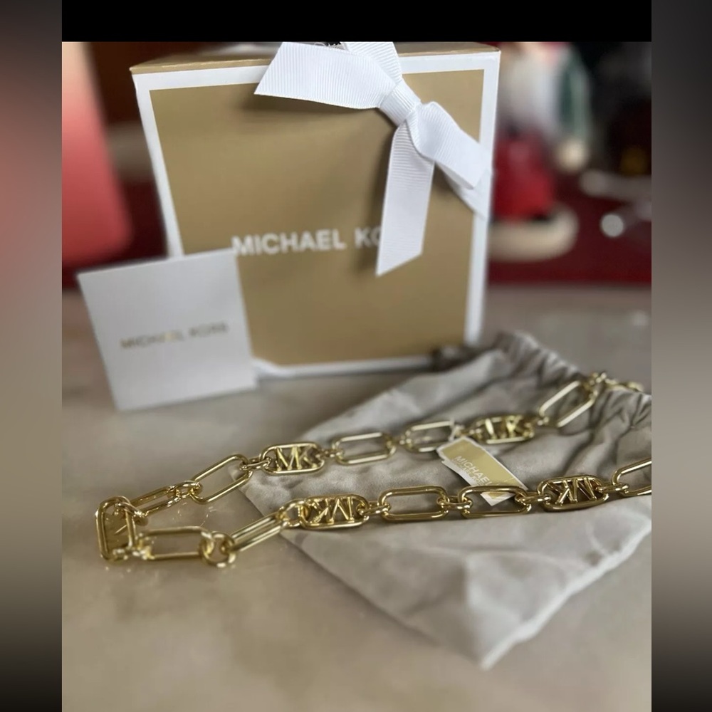 MK💖 PRECIOUS METAL-PLATES BRASS CHAIN LINK NECKLACE GOLD (brand new)